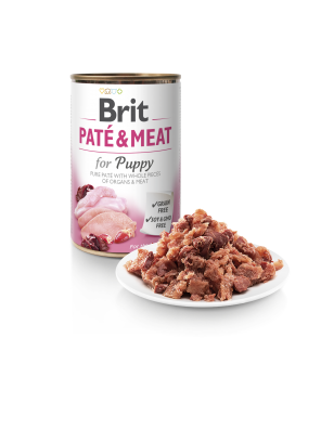 Brit Pate & Meat, pâtée pour chiots dinde et poulet (DLUO 07/2020) 400g