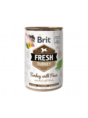 BRIT FRESH Pâtée chien, Dinde et pois (400g)