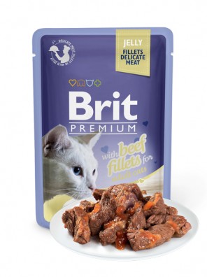 BRIT PREMIUM Cat Delicate - Aliment en gelée pour chats au bœuf 85g