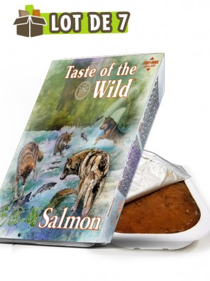 TASTE OF THE WILD Tray Salmon & Herring - Lot de 7 barquettes pour chien au saumon et hareng (7x390g)