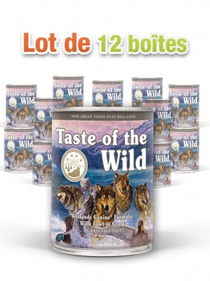 Pâtée pour chiens TASTE OF THE WILD Wetlands (lot de 12x390g)