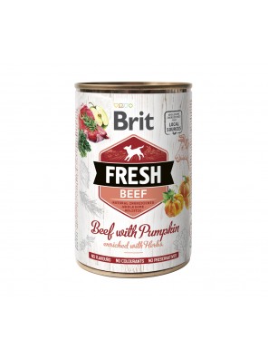 BRIT FRESH Pâtée chien, Bœuf et citrouille (400g)