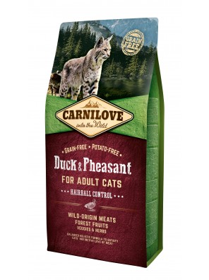 CARNILOVE CAT Duck & Pheasant, Contrôle des boules de poils