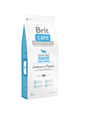 BRIT CARE Grain Free Junior Large Salmon & Potato  (sac abîmé) 12 kg