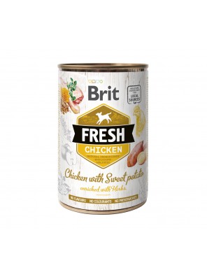 BRIT FRESH Pâtée chien, Poulet et patate douce (400g)